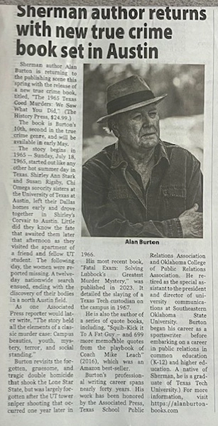 Alan Burton in newspaper clipping article